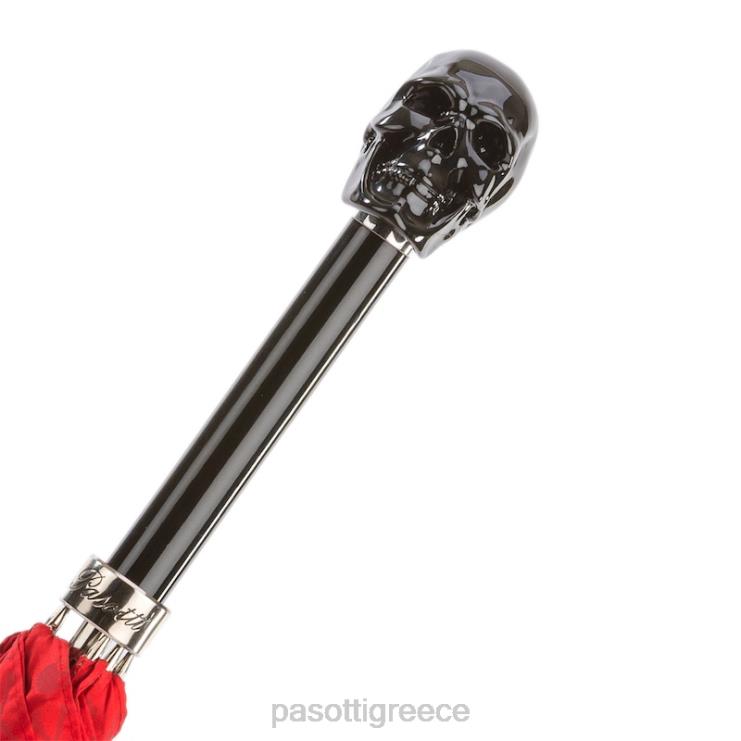 ομπρέλα | PASOTTI 416nt prt w33ne - κόκκινη ομπρέλα με καρφιά και μαύρη λαβή κρανίου 2N6B8530 γυναίκες